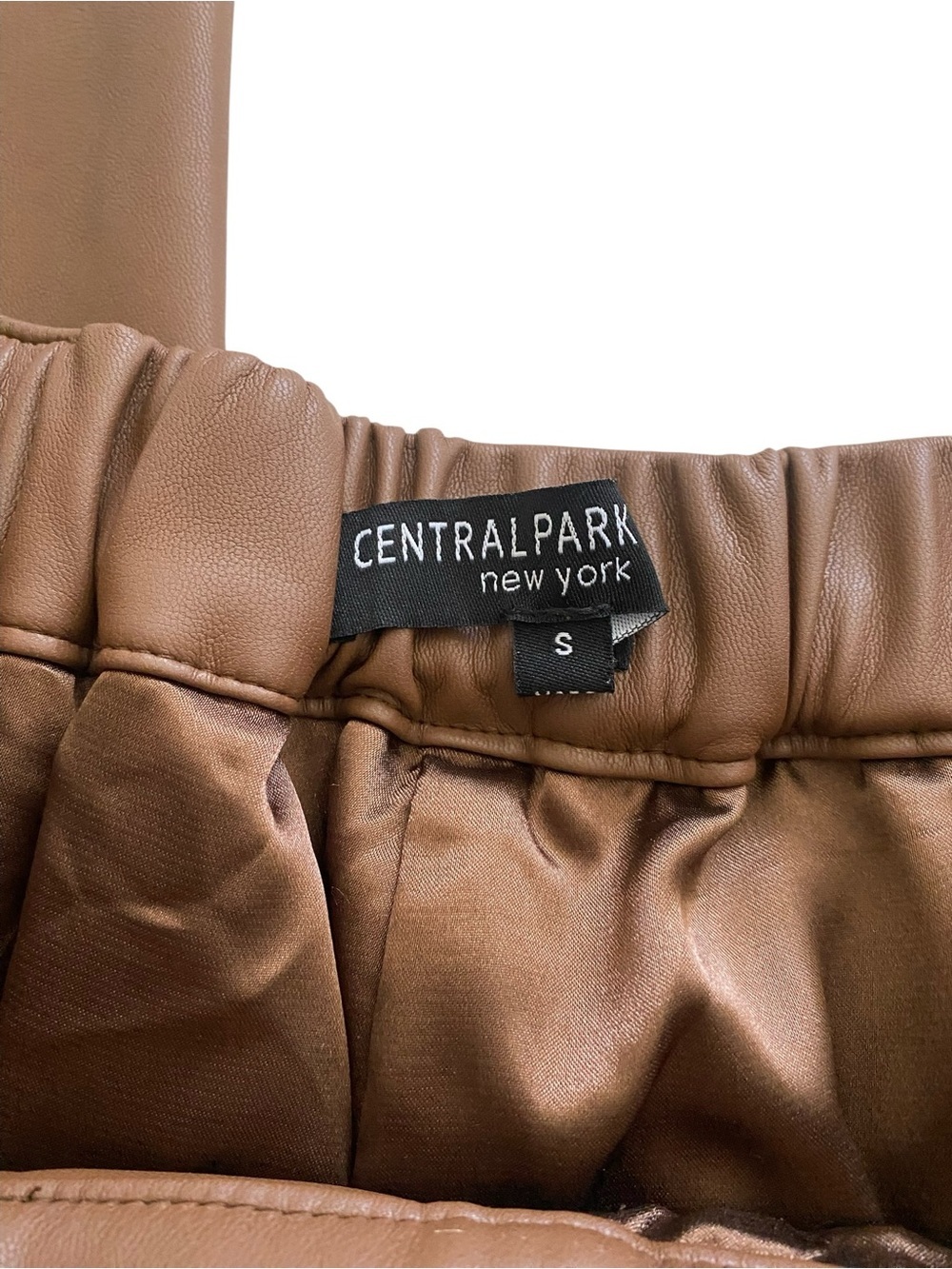 Central Park West Brown Faux-Leather Wide Leg Trousers - Picture 6 of 7